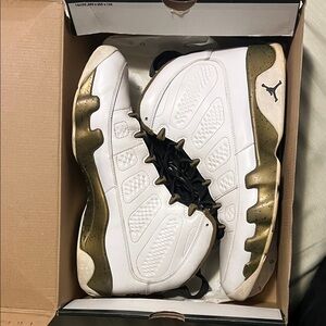 Jordan Men's White and Gold Sneakers Jordan 9s